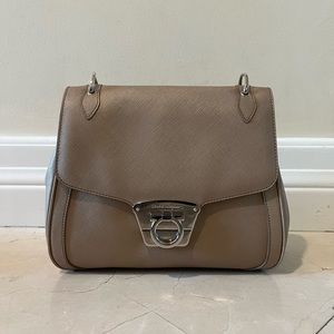 Ferragamo Bag. Metallic Brown, Silver Hardware. Chain Handles.
